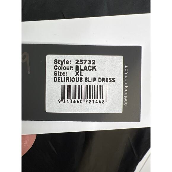 One Teaspoon Delirious Slip Dress in Black with Tie Dry Hem NWT Size XL - Picture 9 of 10